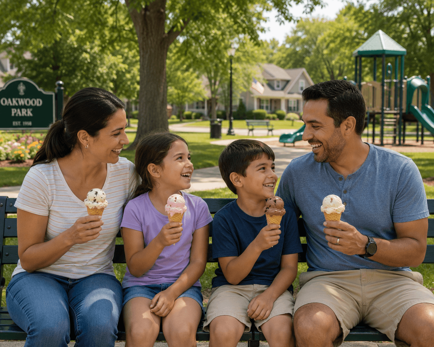 A family enjoying ice cream together